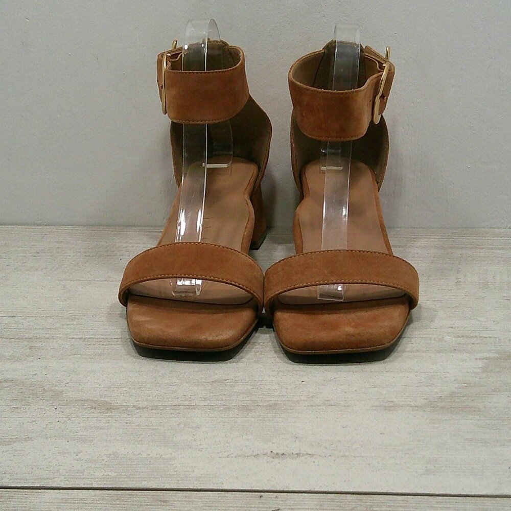 Aerosoles Women's Eliza Tan Sandals with Gold Buckle block heel Size 10 - Picture 6 of 14